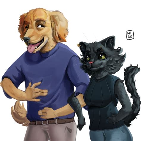 Golden Retriever Bf AND black cat gf by Niickarts on DeviantArt