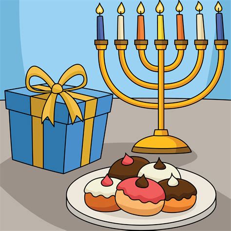 Hanukkah Sufganiyah Gift Colored Cartoon 12902503 Vector Art at Vecteezy