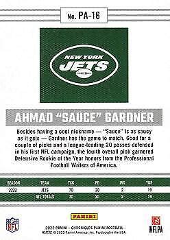 Ahmad Sauce Gardner 2022 Chronicles Panini PA 16 New York Jets