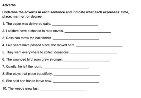 Solved Adverbs Underline The Adverbs In Each Sentence And Chegg