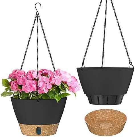 ZMTECH Pot de Fleurs Suspendu de 20 cm avec Plateau à Niveau d eau