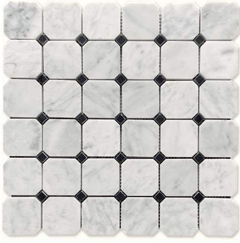 Carrara Bianco Polished 2 Octagon Marble Mosaic Tile