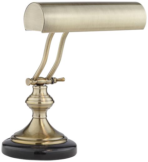 Piano Banker Led Desk Lamp Marble Base Antique Brass Shade For Office