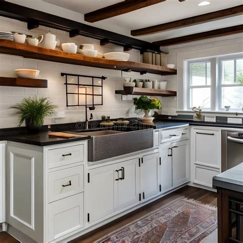 15 A Cozy Cottage Style Kitchen With Open Shelves A Farmhouse Sink