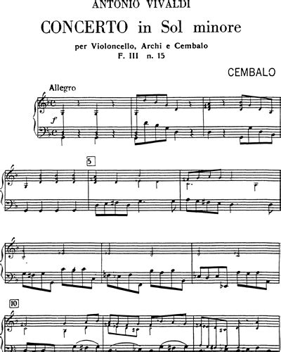 Concerto In Sol Minore Rv F Iii N Tomo Sheet Music By