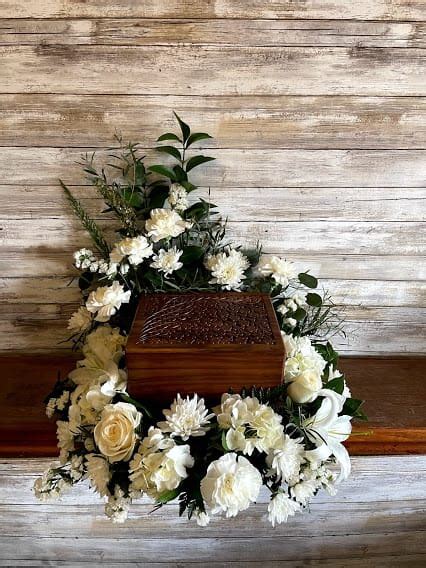 All White Cremation Box Arrangement in Point Pleasant, NJ | Purple Iris ...