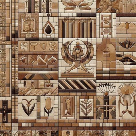 Egyptian Mosaic Tile Hieroglyphic Patterns And Symbolic