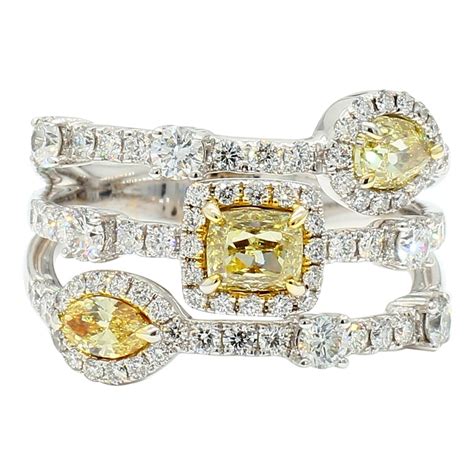 Natural Yellow Cushion Diamond Carat Tw Gold Cocktail Ring For