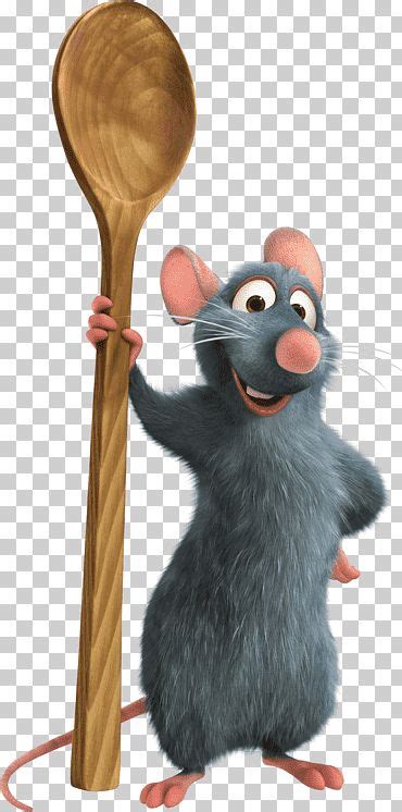 a cartoon mouse holding a wooden spoon