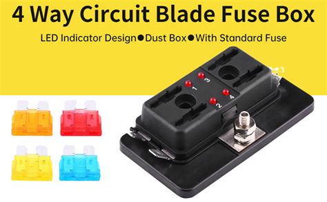 4 Way Circuit Blade Fuse Box Kit Standard ATO ATC Blade Fuse Block