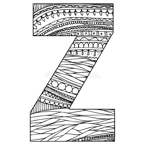 Zentangle Stylized Alphabet Letter Z Vector Illustration Black White