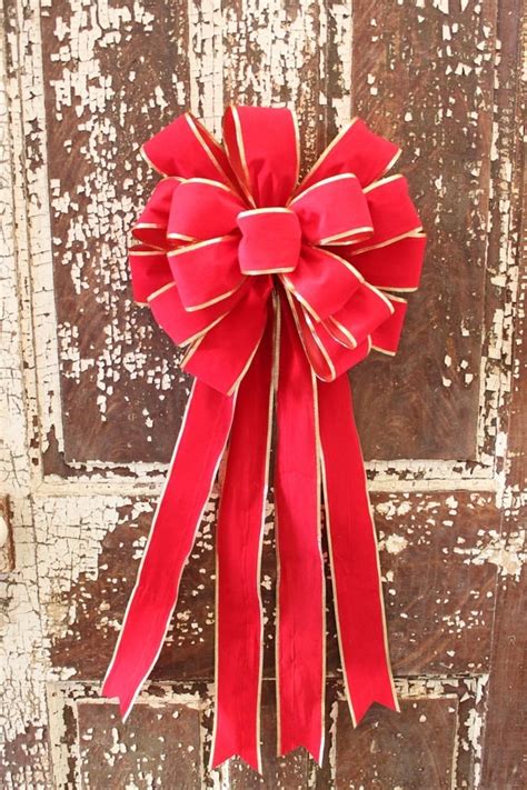 Waterproof Red Velvet Christmas Wreath Bow