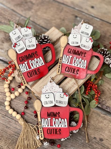 Hot Cocoa Christmas Ornament SVG Hot Cocoa Digital File Glowforge