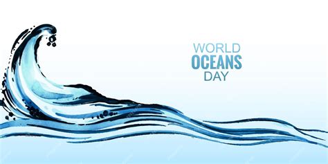 Free Vector World Ocean Day Celebration Sea Wave Banner Design