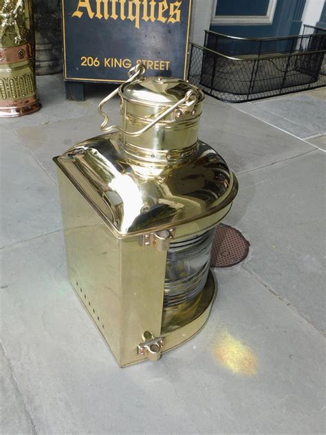 American Nautical Brass Perko Marine Lantern With Orig Fresnel Lense Ny C 1920 For Sale At 1stdibs