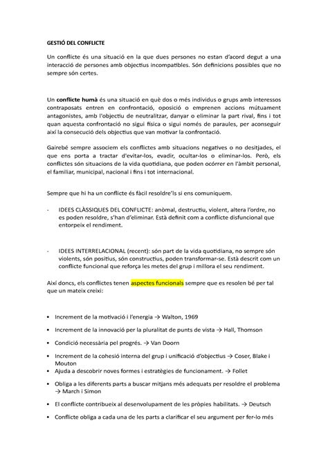 Tema Gesti Del Conflicte Gesti Del Conflicte Un Conflicte S Una