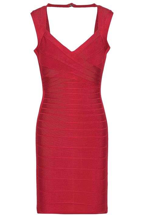 Hervé Léger Synthetic Hervé Léger Sarai Cutout Bandage Mini Dress Crimson In Red Lyst