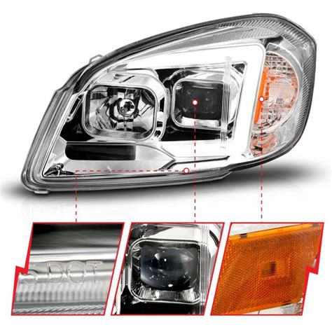 121576 Anzo USA Square Projector Led Bar ChromeHeadlights 2005 2010