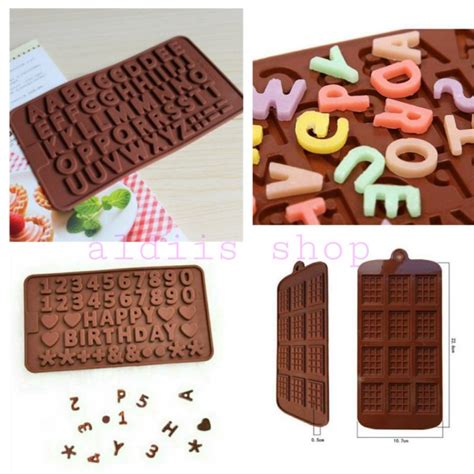 Jual Cetakan Silikon Kue Coklat Puding Huruf Angka Happy Birthday