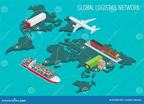 Global Logistics Network Flat 3d Isometric Vector Illustration Set Of