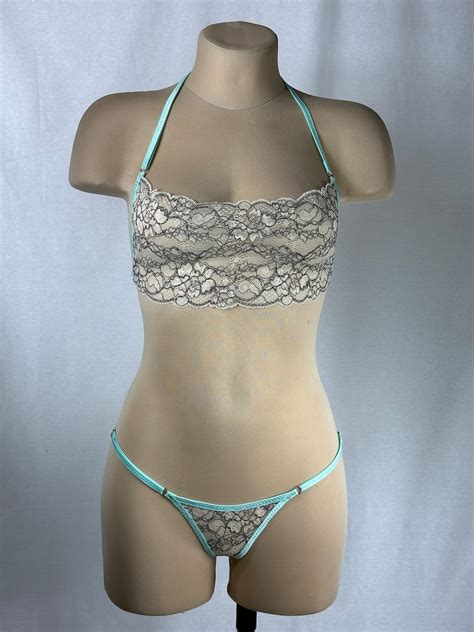 Exotic Lingerie Adjustable Bikini Bottom And Halter Top Etsy
