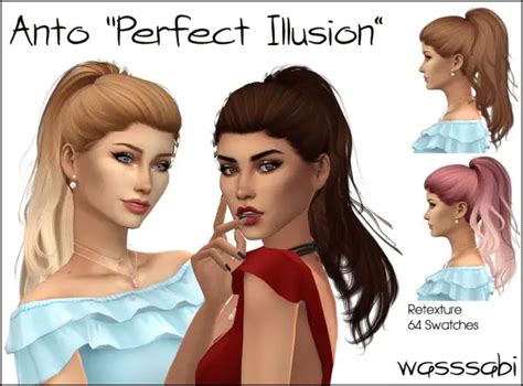 Wasssabi Sims Anto`s Perfect Illusion Retextured Sims 4 Hairs