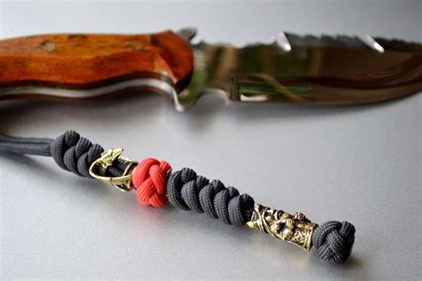 Knife Lanyard Paracord Knife Lanyard With Brass Bead Veles Etsy