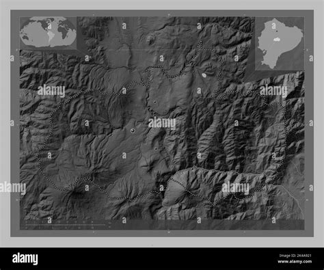 Tungurahua Province Of Ecuador Grayscale Elevation Map With Lakes And