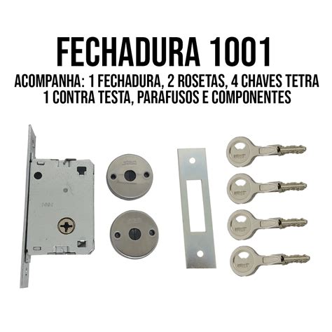 Fechadura Auxiliar Tetra Porta Externa Chaves Inox Stam Fech