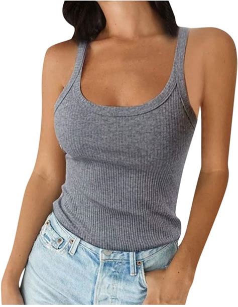 Buzhidao Damen Tank Top Rippen Rmellose Top Einfarbig Casual