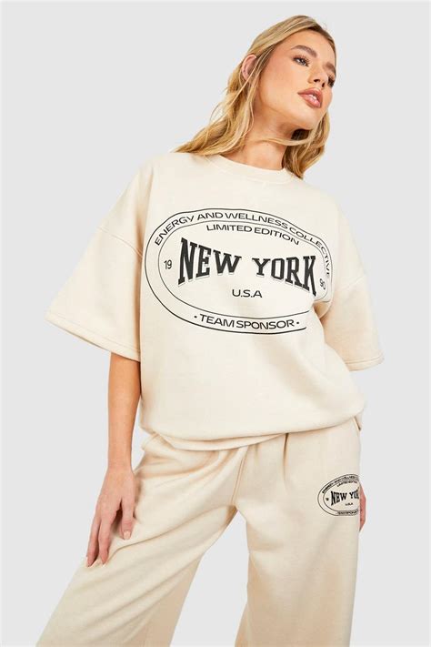 New York Slogan Oversized T Shirt Boohoo Uk