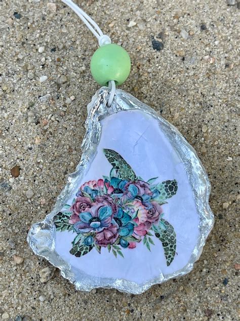 Sea Turtle Oyster Shell Decopauge Ornament Etsy