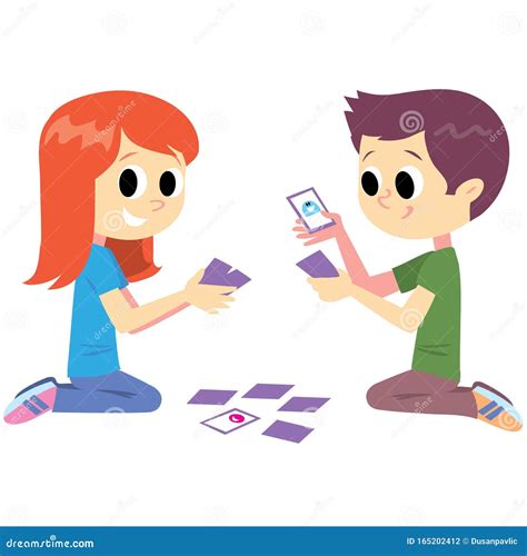 Boy and girl playing cards stock vector. Illustration of girl - 165202412