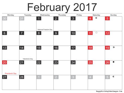 Printable Calendar February 2017 Pdf Calendar Template 2019