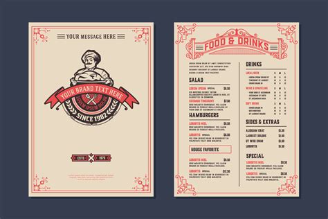 Vintage Restaurant Menu Design Template Graphic by Roverto Castillo · Creative Fabrica