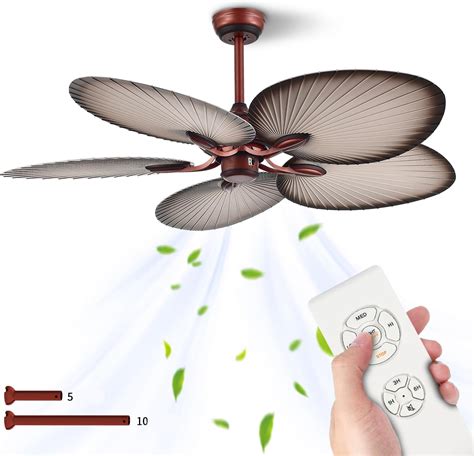 Gulf Coast Fans Palm Breeze Ii Tropical Palm Ceiling Fan In Satin Steel With 56