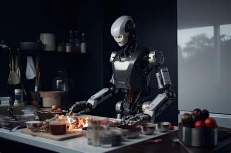 Robot chef preparing delicious meal for its master created with ...