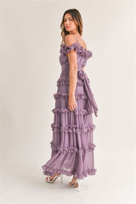 Leylani Ruffle Tiered Maxi Dress Lavender Pippa And Pearl