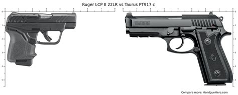 Ruger Lcp Ii Lr Vs Taurus Pt C Size Comparison Handgun Hero