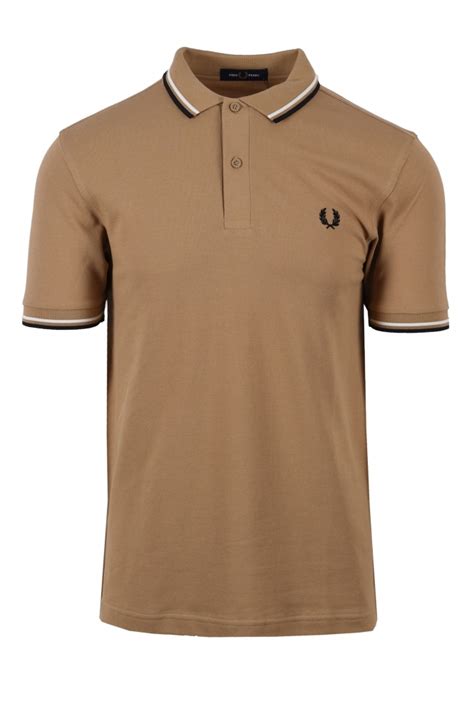 Fred Perry Twin Tipped Polo Shirt Warm Stonesnow Whiteblack Clothing From Michael Stewart