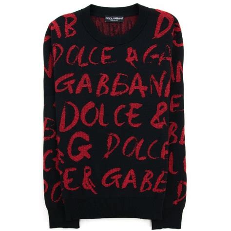 Dolce And Gabbana Logo Detail Jacquard Sweater Black Red Onu