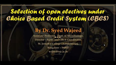 Selection Of Open Electives Under Choice Based Credit System Cbcs By