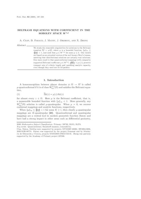 Pdf Beltrami Equations With Coefficient In The Beltrami Equations