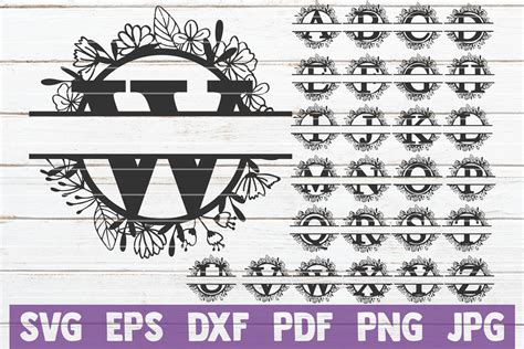 Split Floral Monogram Alphabet SVG Cut File By MintyMarshmallows