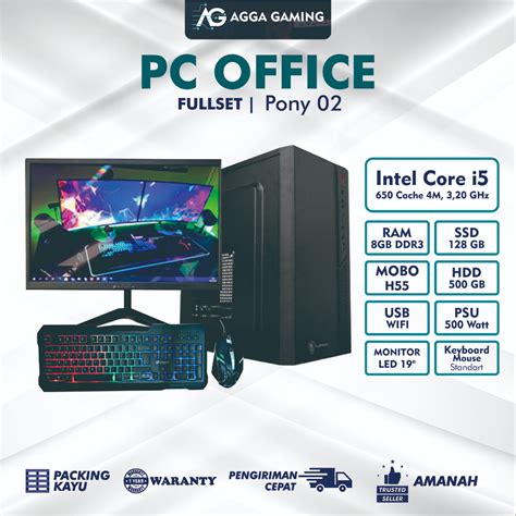 Jual Pc Cpu Komputer Computer Rakitan Full Set Intel Core I Kantor