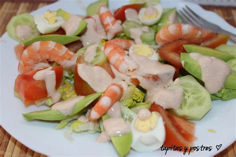 Ensalada De Aguacate Gambas Y Salsa Rosa