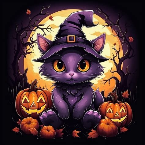 Premium Ai Image Black Cat And Halloween Pumpkin Art Graphic Design