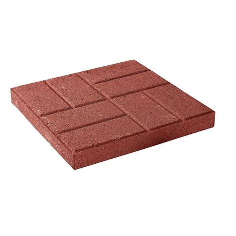 Square Red Concrete Patio Stone Common In X In Actual In