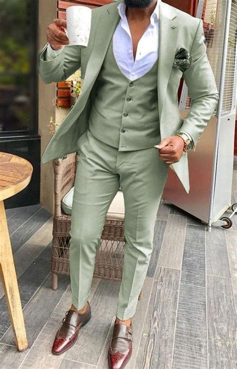 Men Suits Wedding Piece Mint Green Suit Slim Fit One Button In