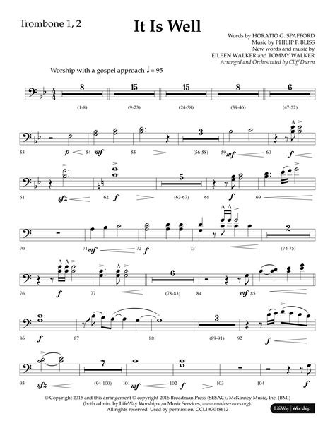 It Is Well Choral Anthem Satb Trombone Sheet Music Pdf Lifeway